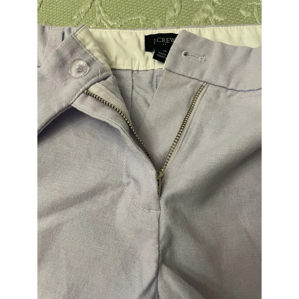 J.Crew Scalloped Hem Shorts Women's Size 4  Linen‎ Blend Pull On Casual Purple